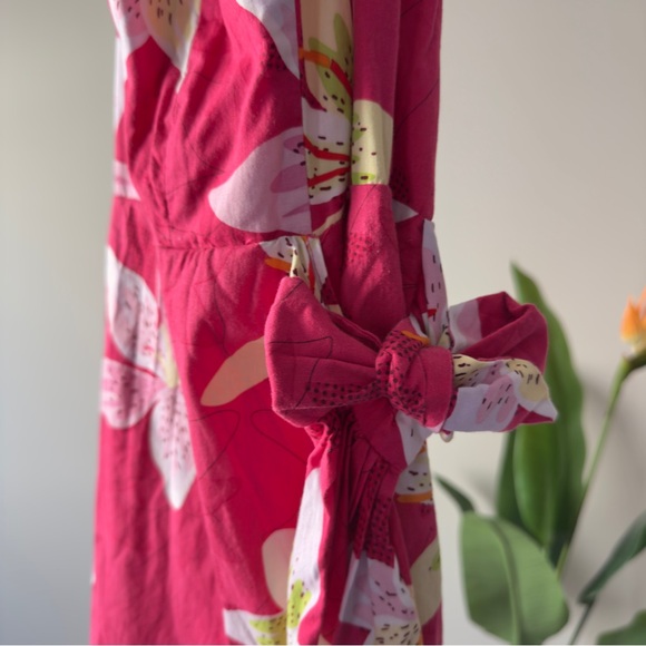 Vintage Bernie Dexter 100% Cotton Floral Pink Halter Dress Lilly Print Lillies - Picture 5 of 9